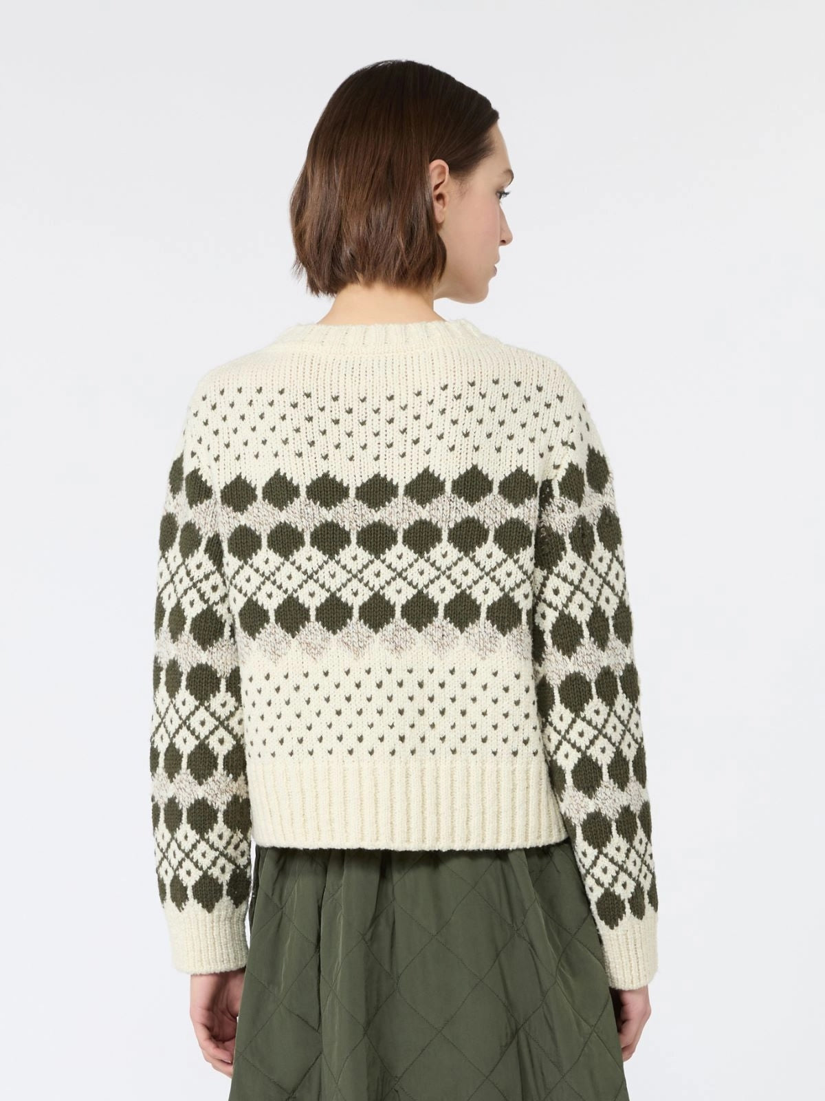 WEEKEND Maglia in lana e cachemire jacquard - VERDE KAKI WKDRANCH 001 WEEKEND