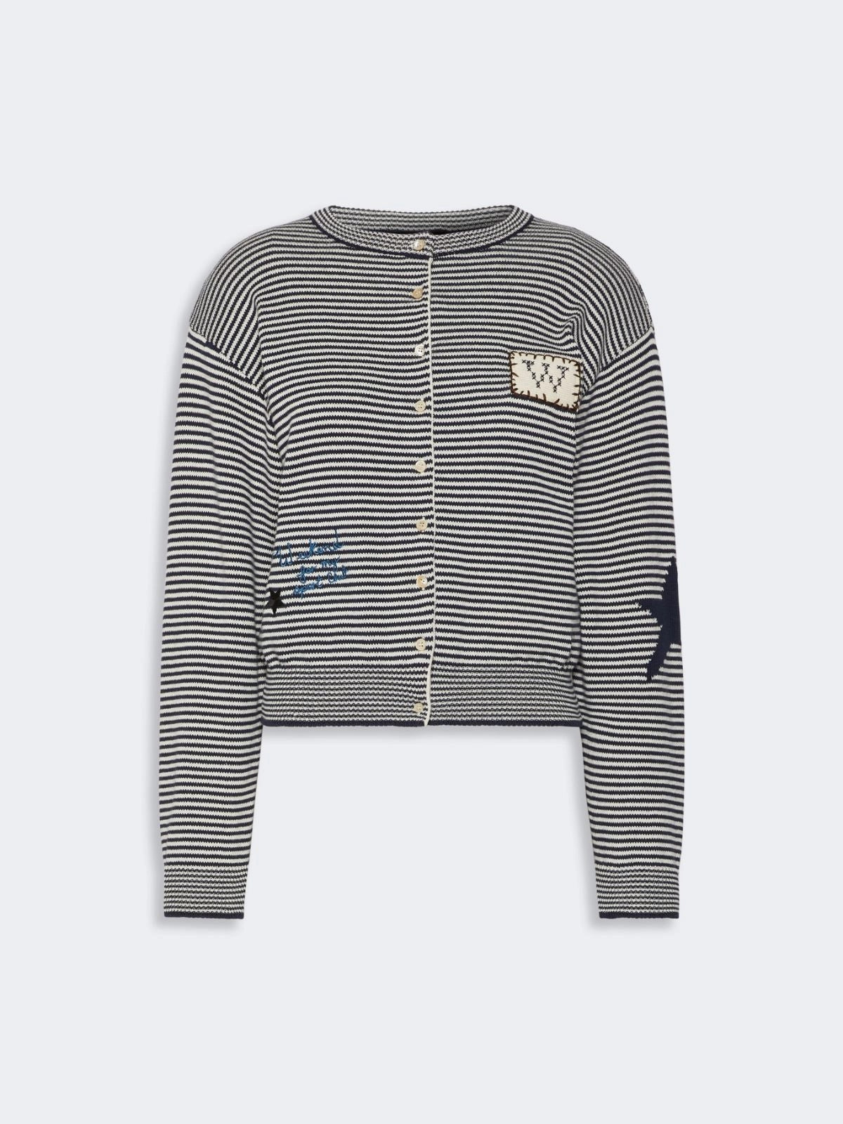 WEKEND Cardigan in filato di cotone con intarsi - BLU<BR/> WKDTEIERA 021 WEEKEND