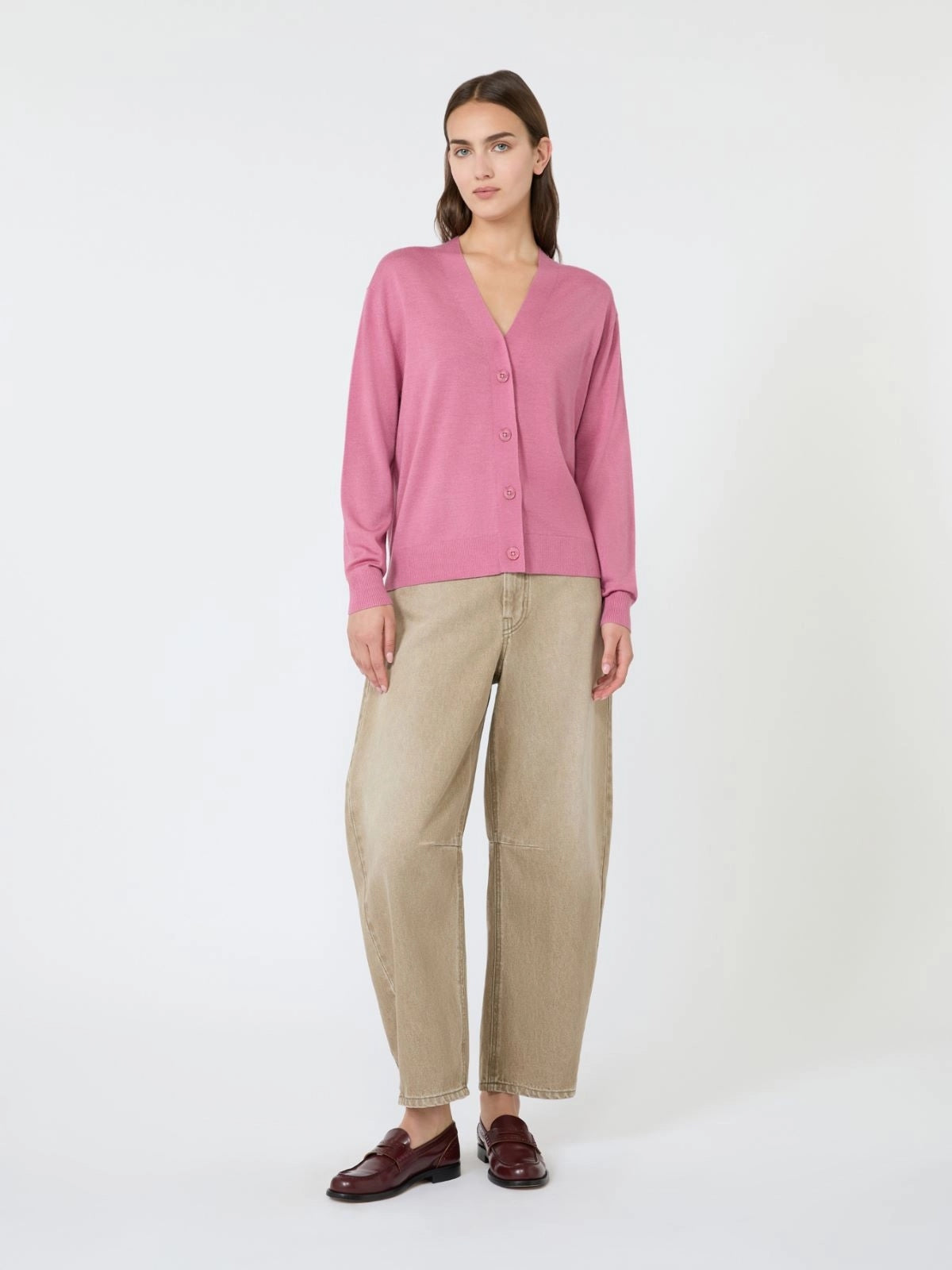 WEEKEND Cardigan a V in lana, seta e cachemire - LAMPONE WKDTORRE 005 WEEKEND