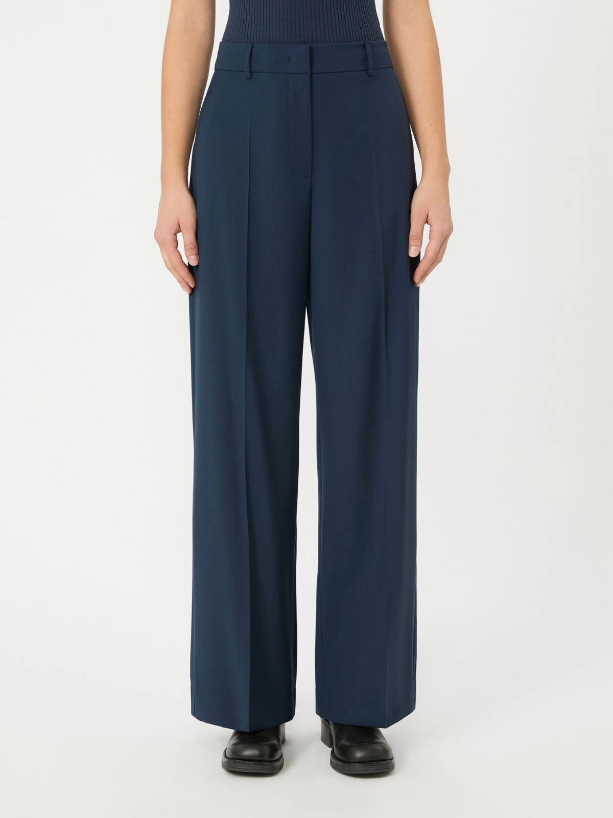 weekend Pantalone palazzo in lana stretch - BLU WKDVISIVO 001 WEEKEND