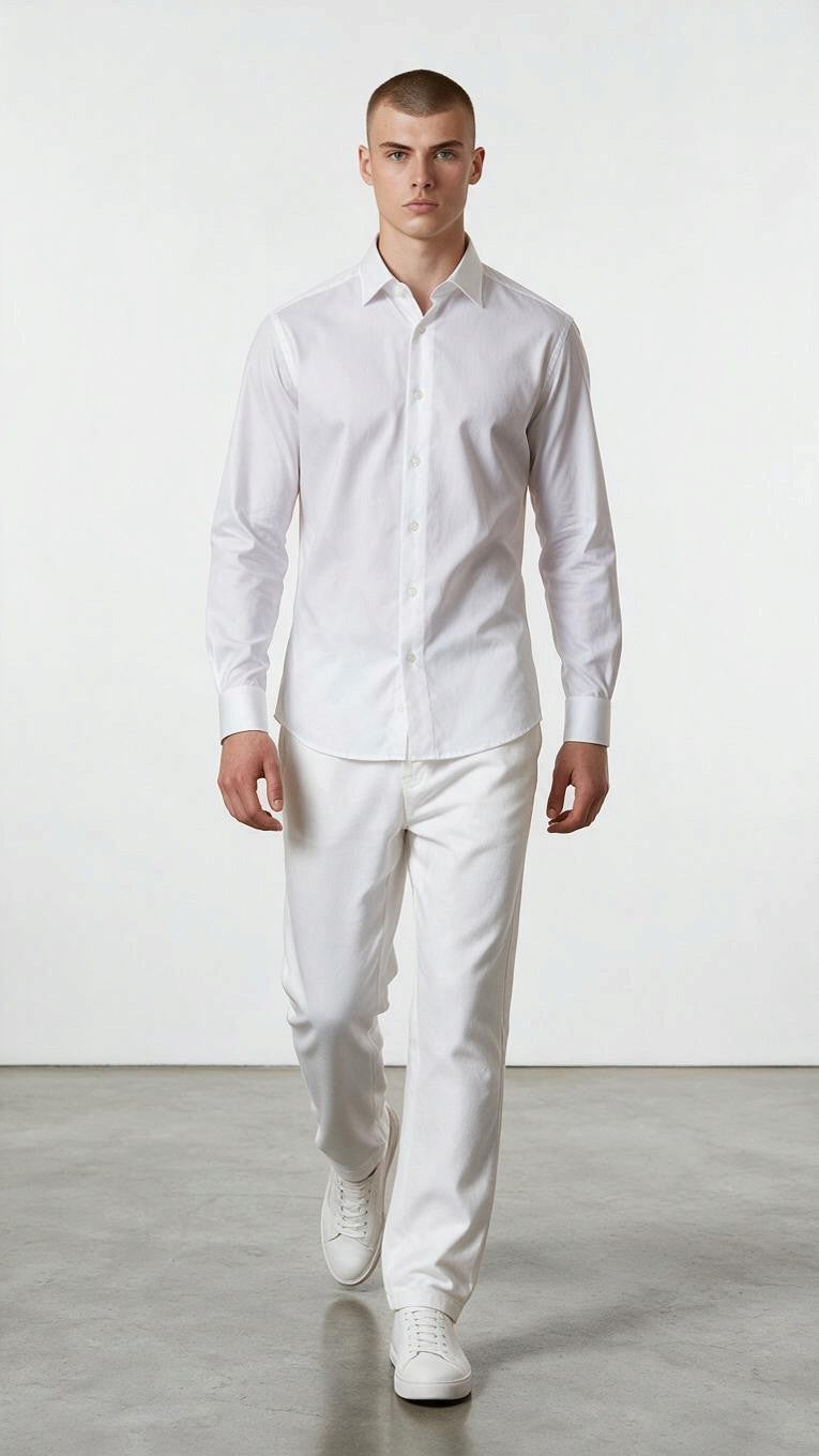 Camicia Collo Francese Piccolo Tinta Unita Twill Bianco ACT53111460 001 XACUS