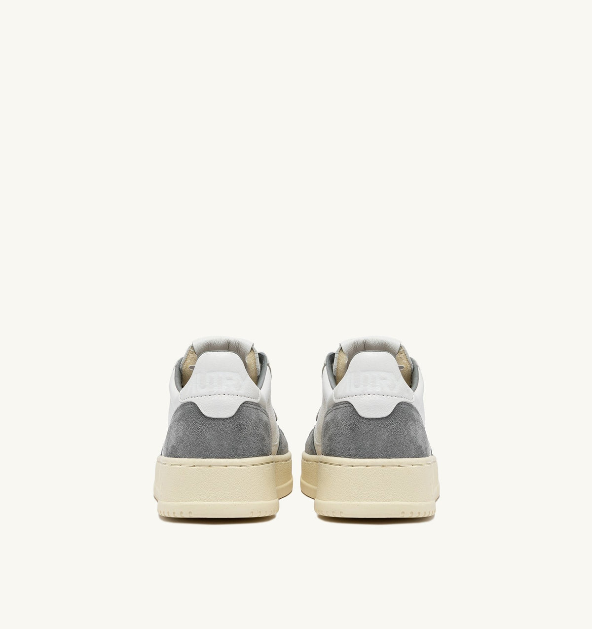 SNEAKERS UOMO MEDALIST LOW IN PELLE E SUEDE BIANCA E GRIGIA AULM GS37 AUTRY ACTION SHOES