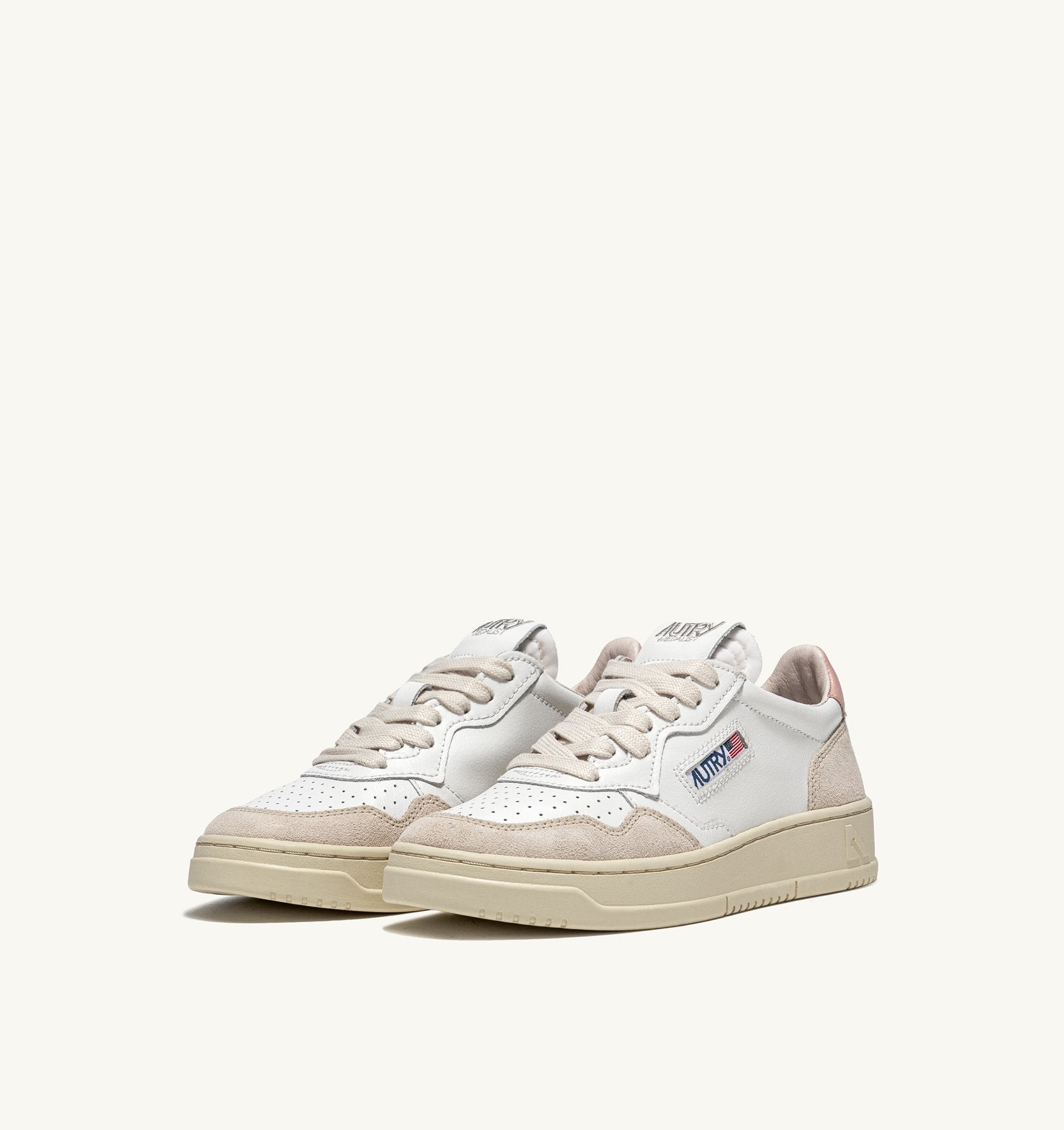 SNEAKERS MEDALIST LOW IN PELLE BIANCA E POWDER E SUEDE BEIGE AULWLS37 AUTRY ACTION SHOES