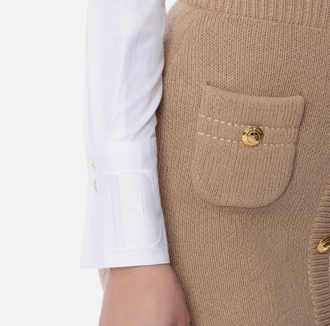 Camicia in misto cotone con polsi logati CA12652E2 100 ELISABETTA FRANCHI