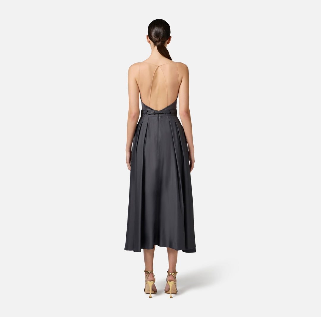 Gonna donna a ruota in raso con cintura<BR/> GO09851E2 DC3 ELISABETTA FRANCHI