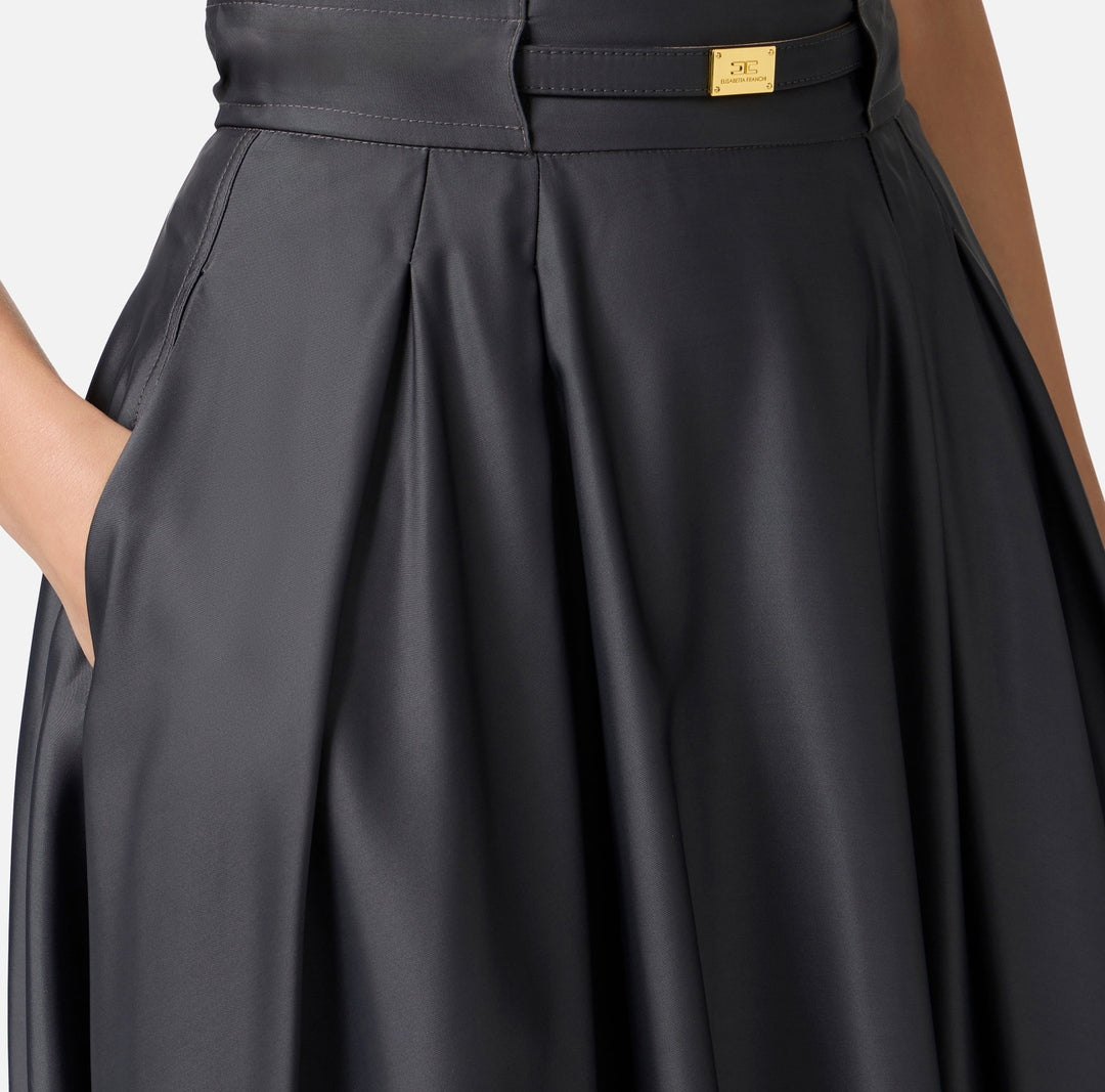 Gonna donna a ruota in raso con cintura<BR/> GO09851E2 DC3 ELISABETTA FRANCHI