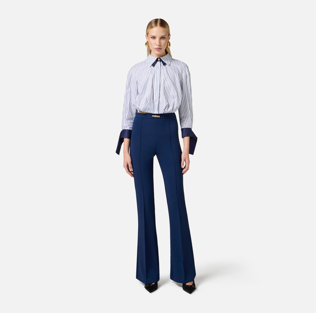 Pantaloni a zampa in doppio crêpe leggero PA09952E2 DC8 ELISABETTA FRANCHI