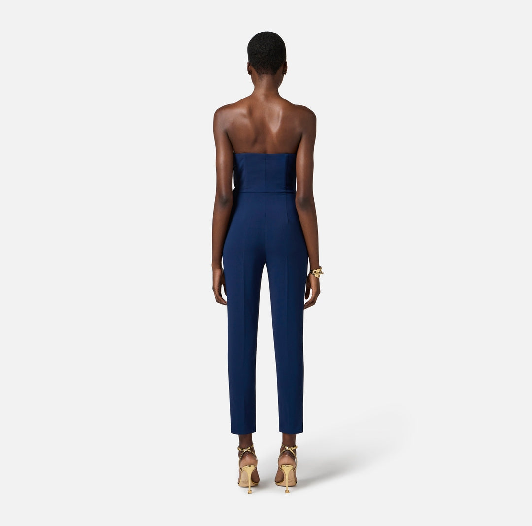 Tuta in crêpe fluido con macro fiocco<BR/> TU03951E2 DC8 ELISABETTA FRANCHI