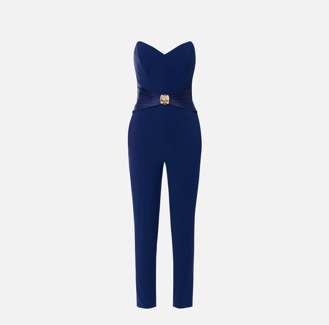 Tuta in crêpe fluido con macro fiocco<BR/> TU03951E2 DC8 ELISABETTA FRANCHI