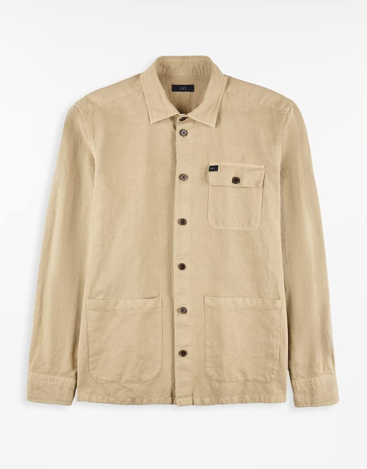 Camicia uomo in canvas NCMA150261TXBR C008 FAY