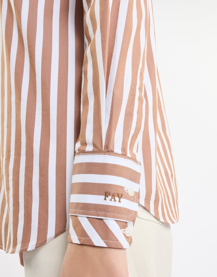 Camicia Regular in Cotone Stretch a Righe NCWA150568SXBH S003 FAY
