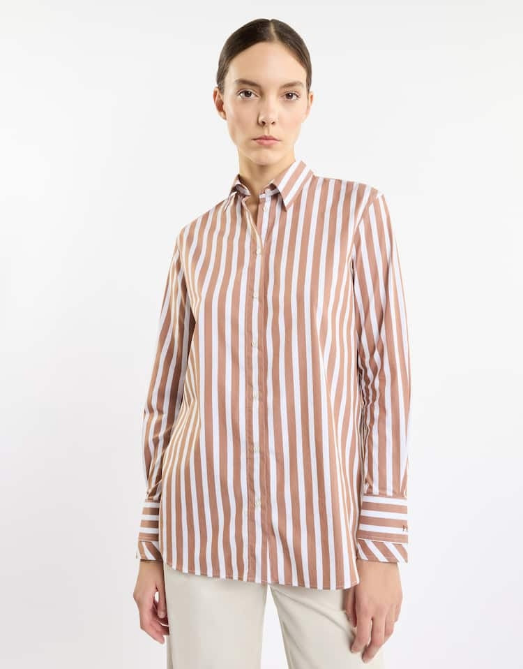 Camicia Regular in Cotone Stretch a Righe NCWA150568SXBH S003 FAY