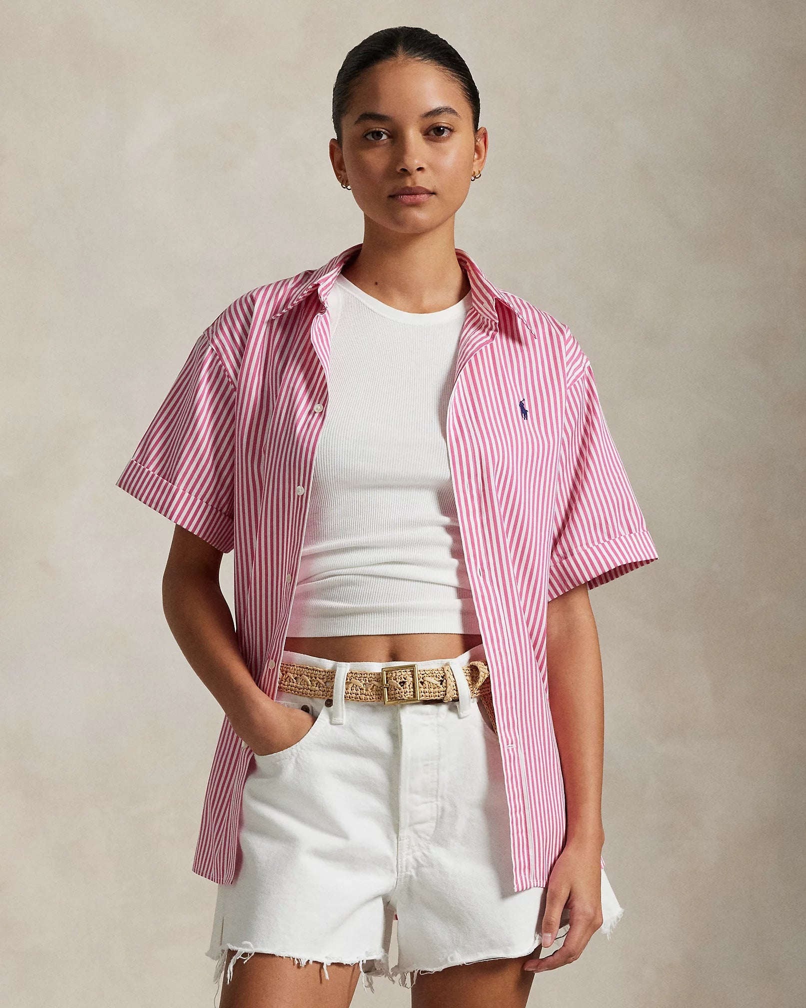 Camicia a righe Oversize-Fit<BR/> 211968224 002 RALPH LAUREN