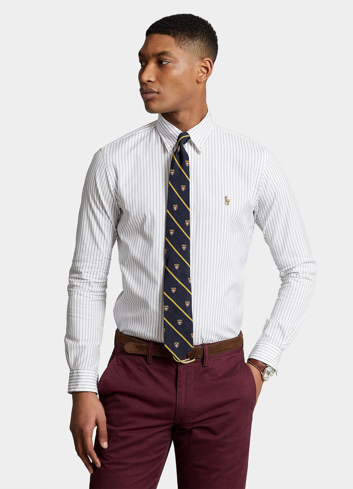 Camicia uomo con motivo a righe 710886462 001 RALPH LAUREN