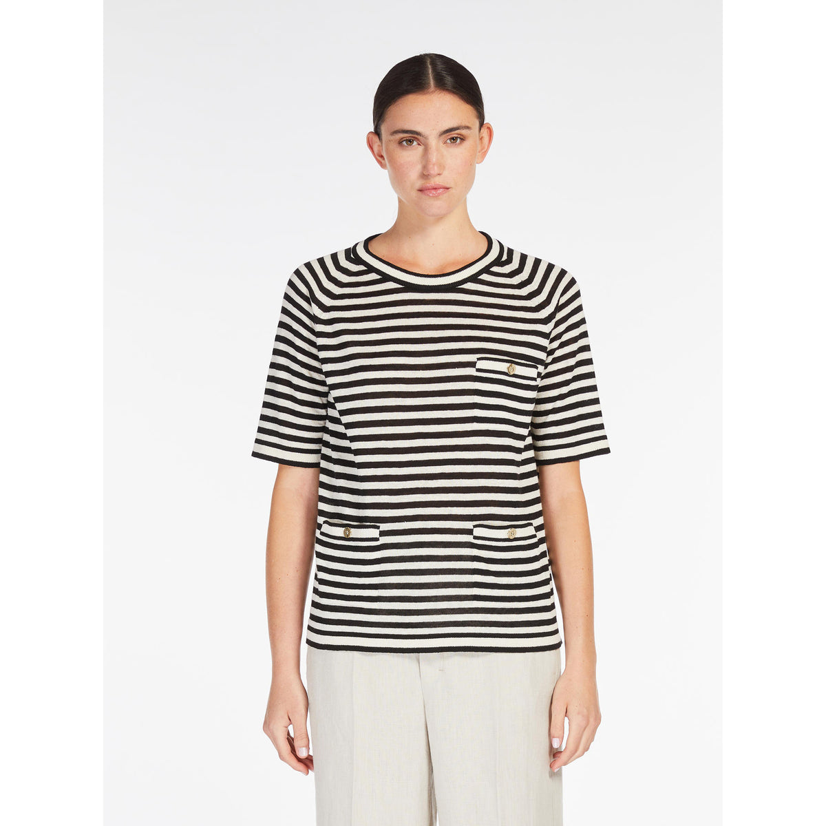 Maglia donna a righe in puro lino BEATI 021 S MAX MARA