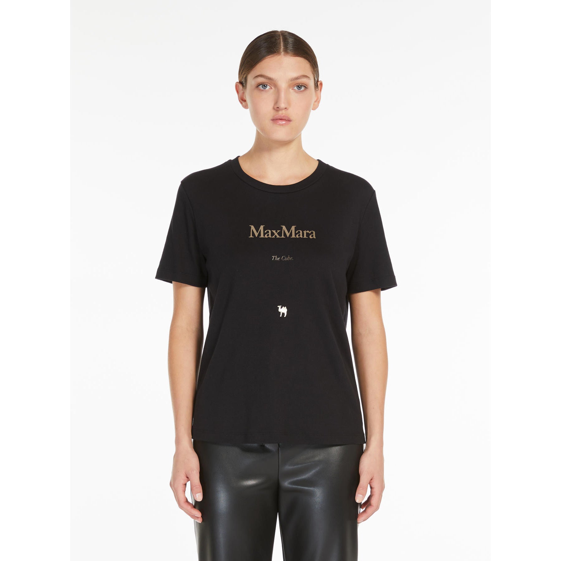 T-shirt donna in puro cotone con stampa QUIETO 011 S MAX MARA