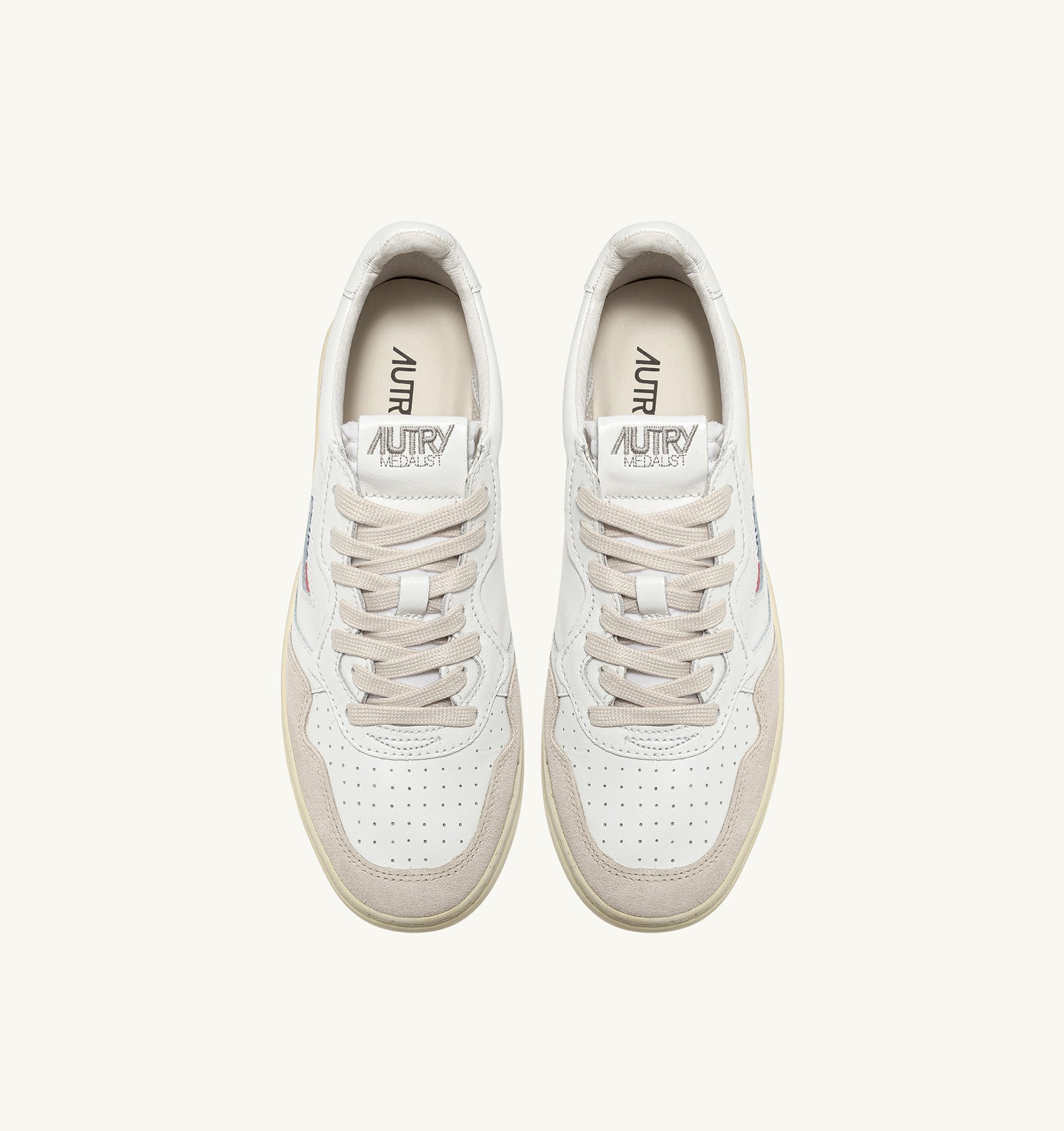 SNEAKERS MEDALIST LOW IN PELLE BIANCA E SUEDE BEIGE<BR/> AULM LS33 AUTRY ACTION SHOES