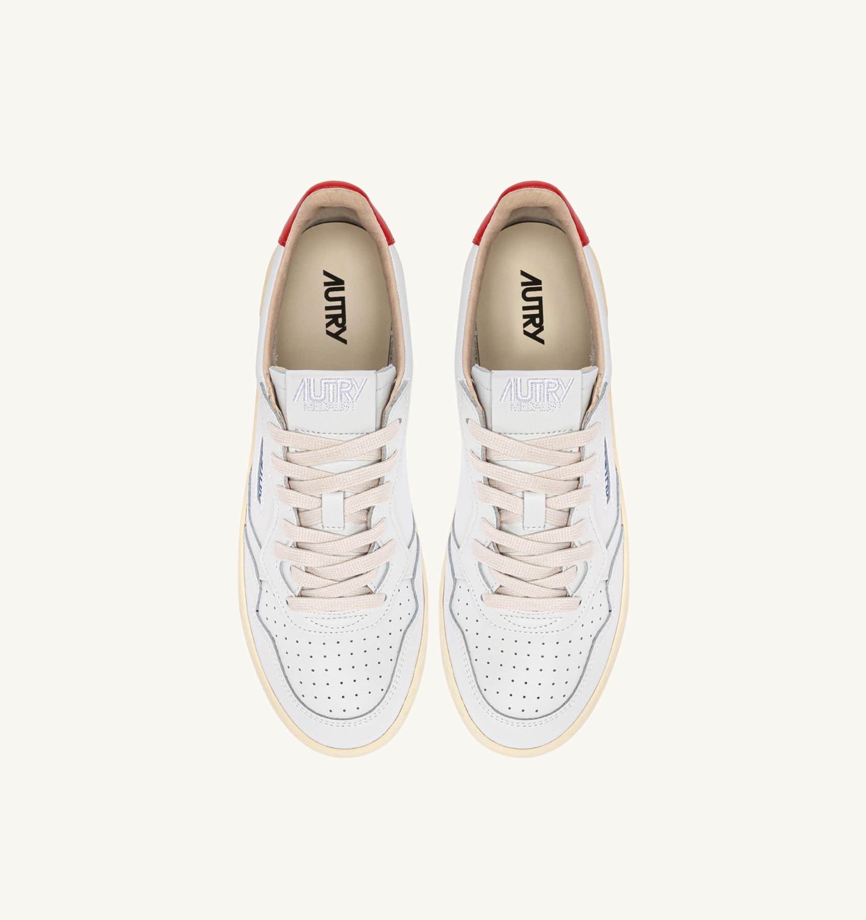 SNEAKERS MEDALIST LOW IN PELLE BIANCA E SPICY ORANGE<BR/> AULM TB03 AUTRY ACTION SHOES