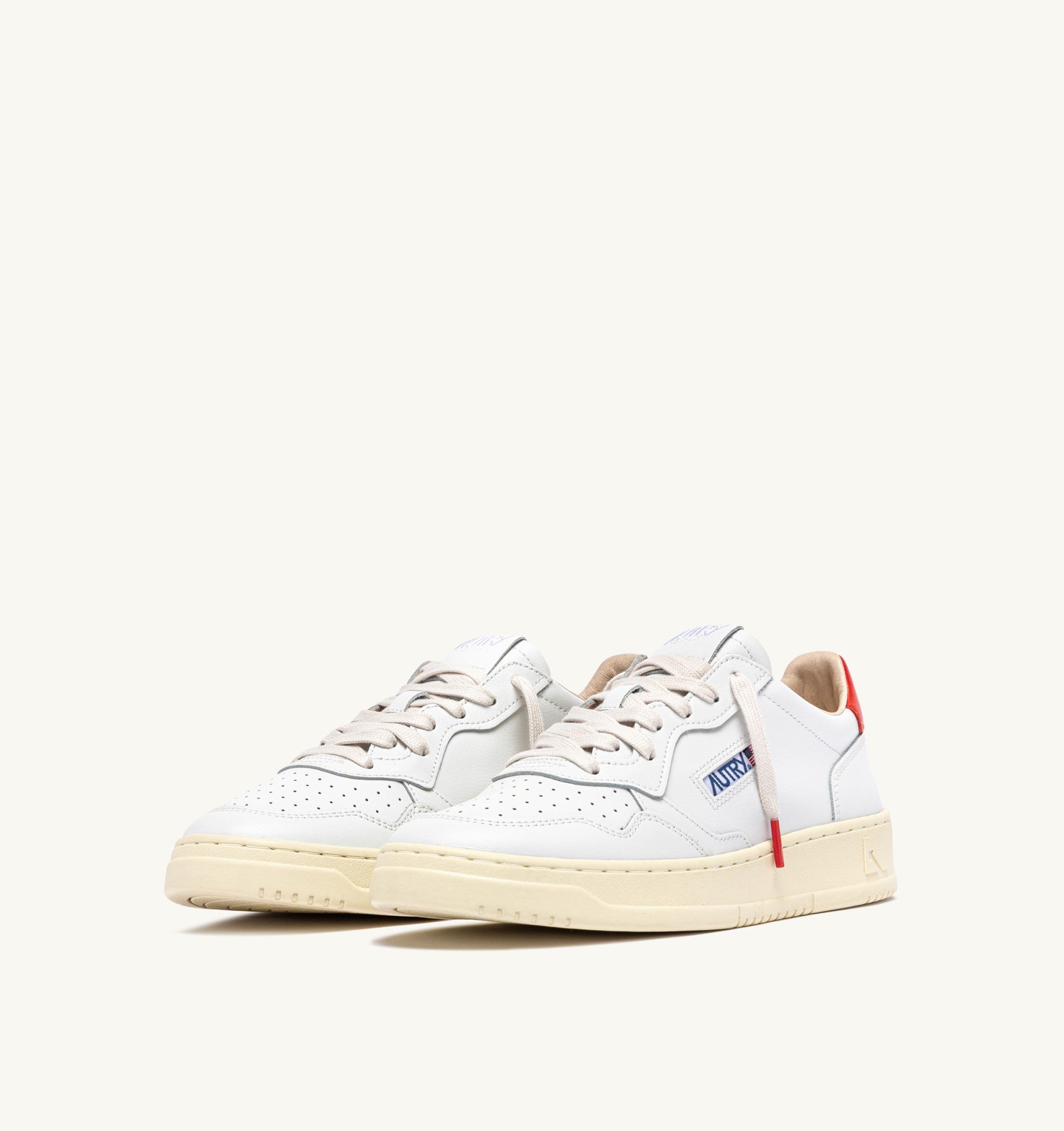 SNEAKERS MEDALIST LOW IN PELLE BIANCA E SPICY ORANGE<BR/> AULM TB03 AUTRY ACTION SHOES