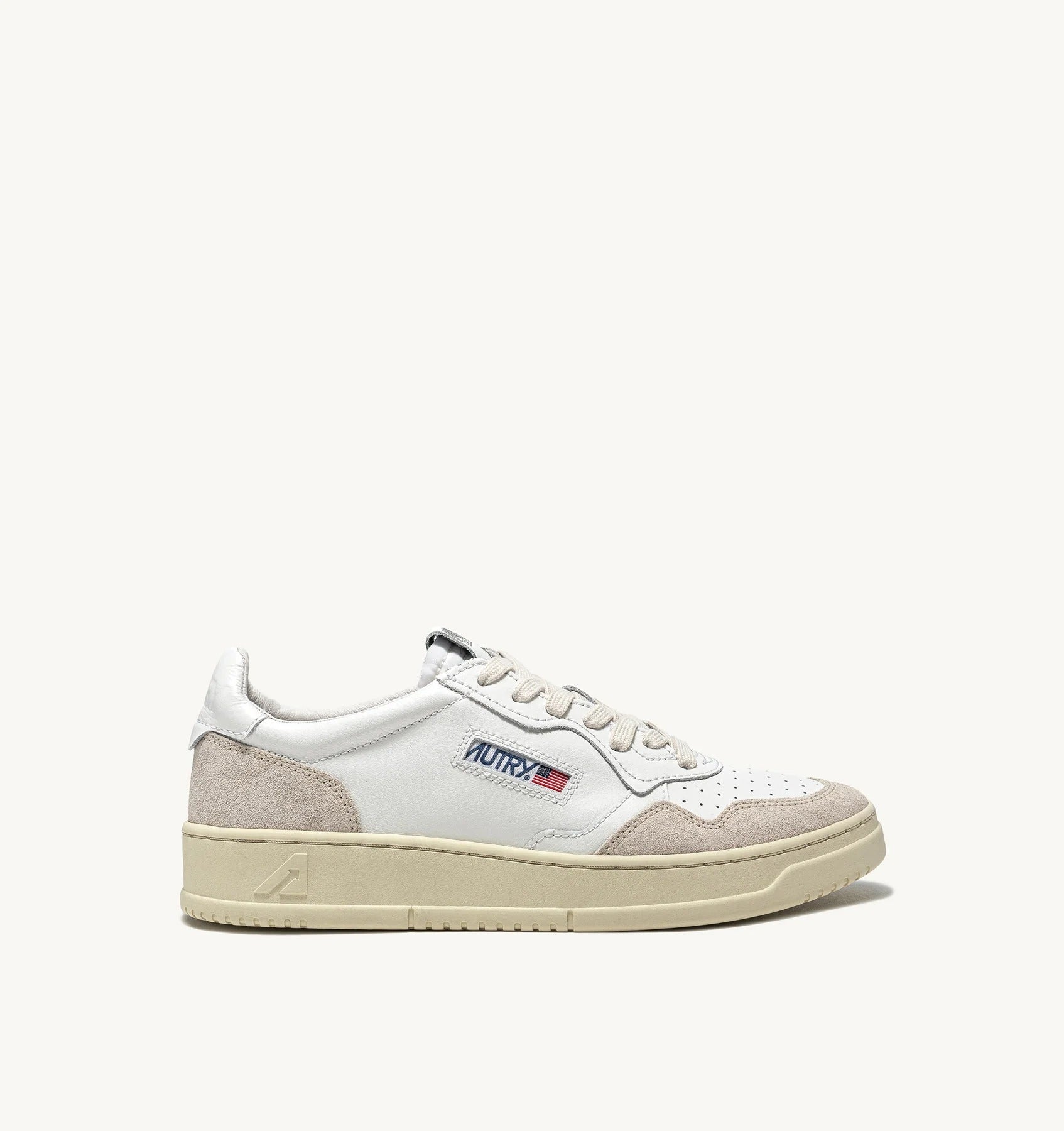 SNEAKERS MEDALIST LOW IN PELLE BIANCA E SUEDE BEIGE AULW LS33 AUTRY ACTION SHOES