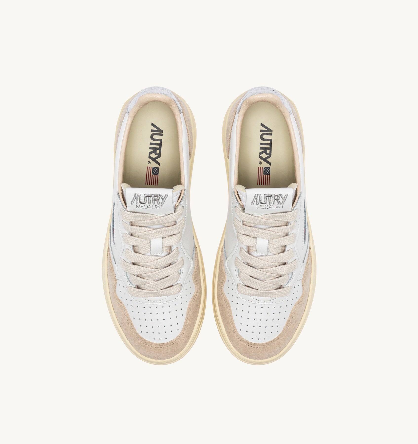 SNEAKERS MEDALIST LOW IN PELLE E SUEDE BIANCA E ARGENTO AULW LS74 AUTRY ACTION SHOES