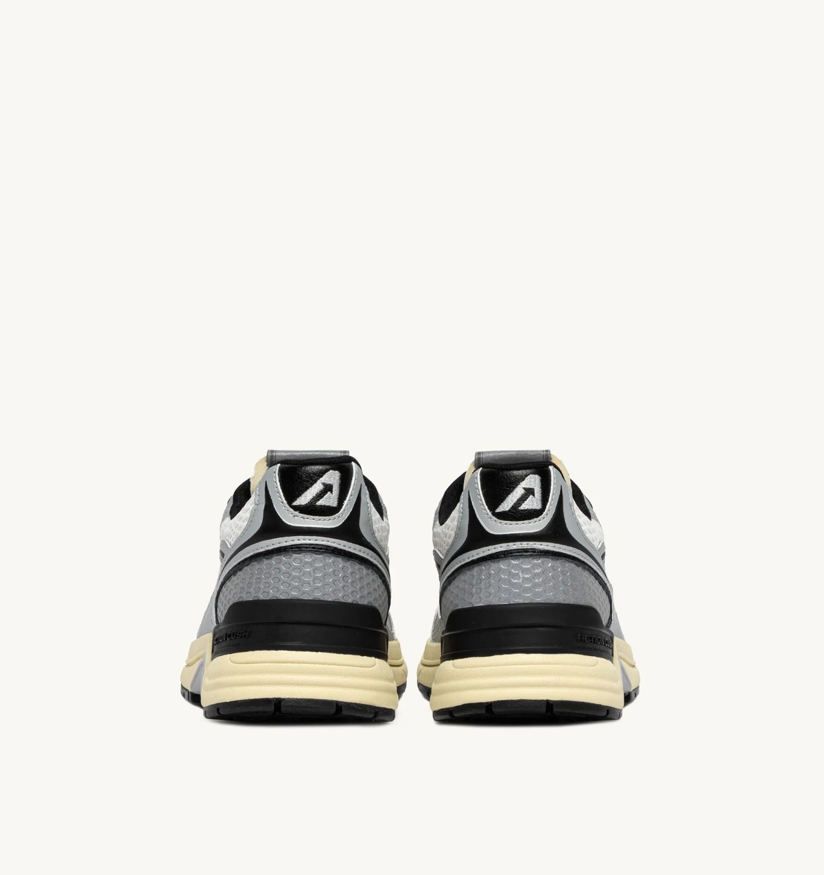 SNEAKERS HYPERWAY IN PELLE SINTETICA E MESH BIANCO ARGENTO E NERO<BR/> HYLM MV03 AUTRY ACTION SHOES