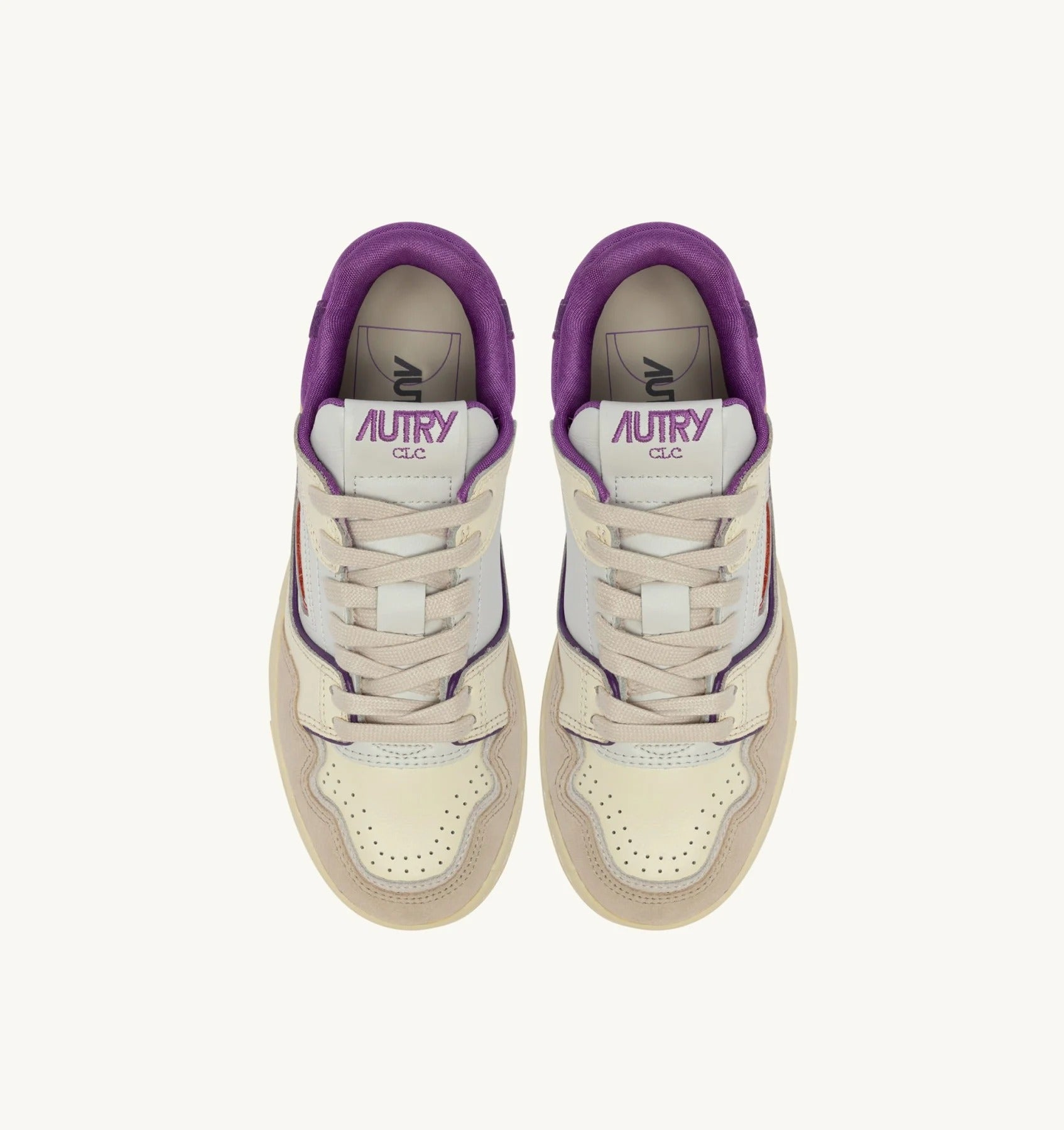 SNEAKERS CLC LOW IN PELLE E SUEDE BIANCO SAND E DEWBERRY<BR/> ROLW MC12 AUTRY ACTION SHOES