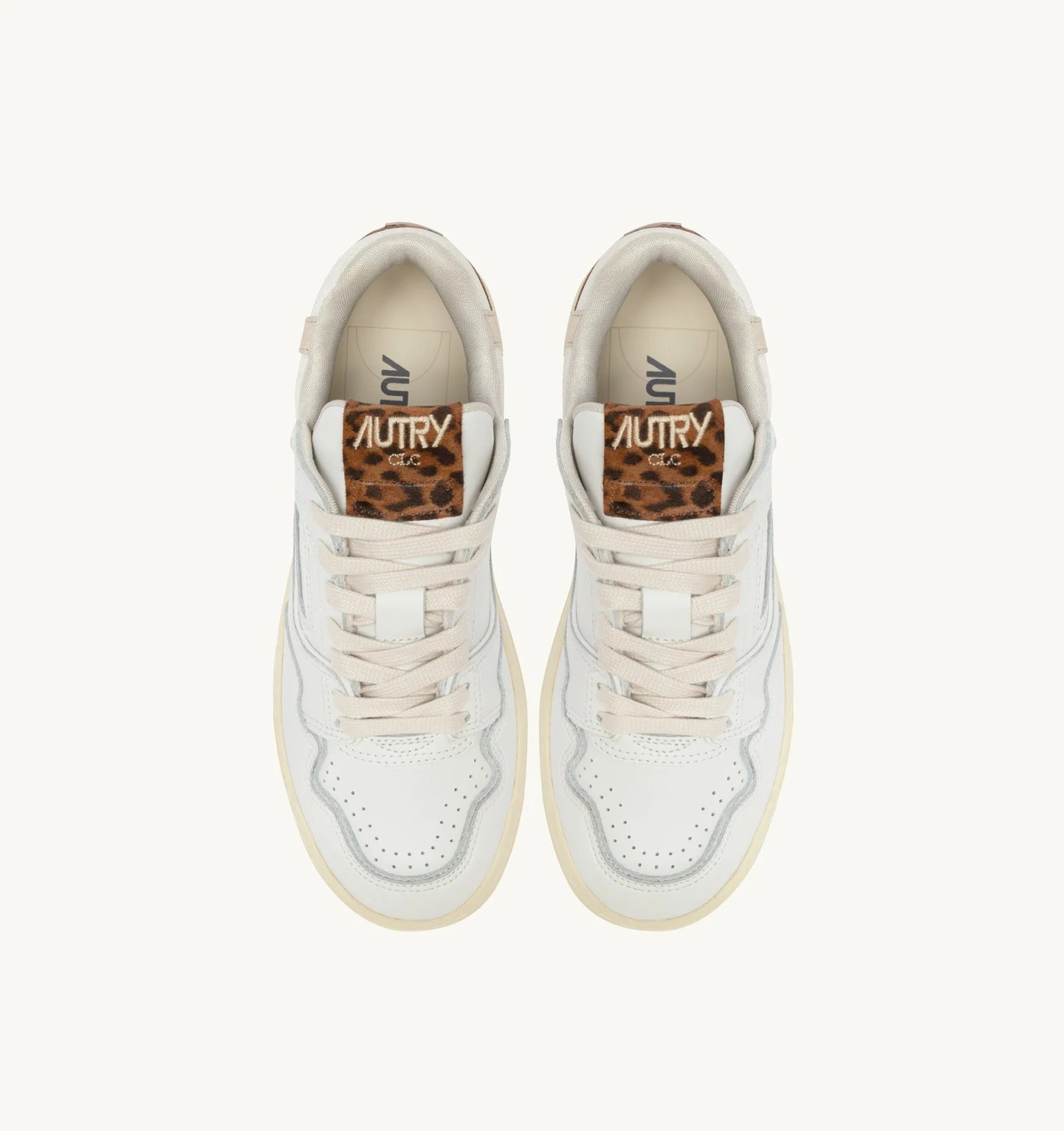 SNEAKERS CLC LOW IN PELLE BIANCA E LEOPARD<BR/> ROLW UV01 AUTRY ACTION SHOES