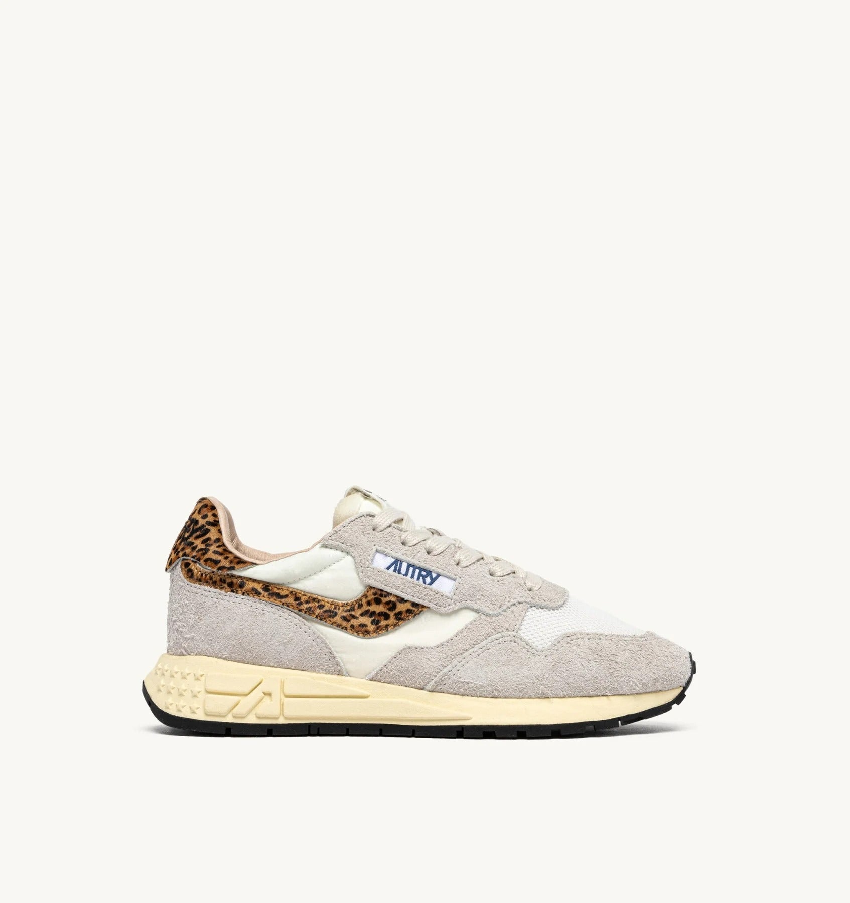 SNEAKERS REELWIND LOW IN NYLON E SUEDE BIANCO E LEOPARD<BR/> WWLW EP01 AUTRY ACTION SHOES