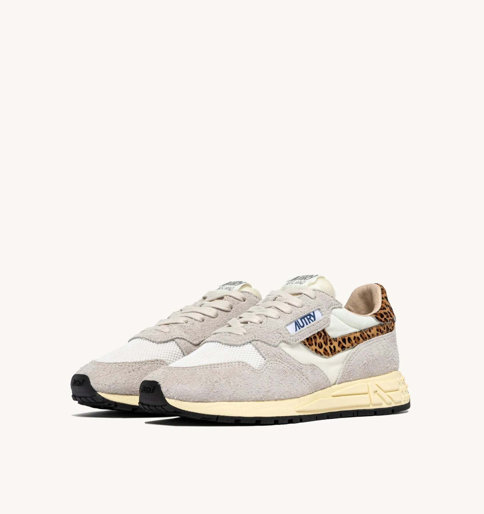 SNEAKERS REELWIND LOW IN NYLON E SUEDE BIANCO E LEOPARD<BR/> WWLW EP01 AUTRY ACTION SHOES