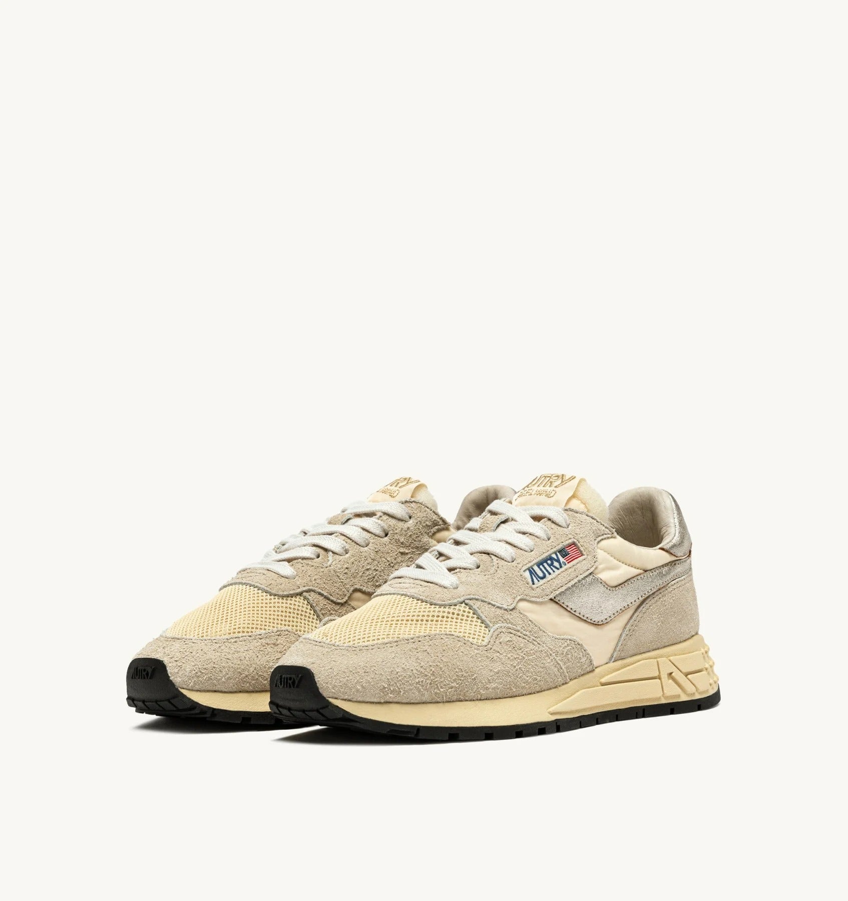 SNEAKERS REELWIND LOW IN NYLON SUEDE E PELLE ECRU' E PLATINO WWLW UT24 AUTRY ACTION SHOES