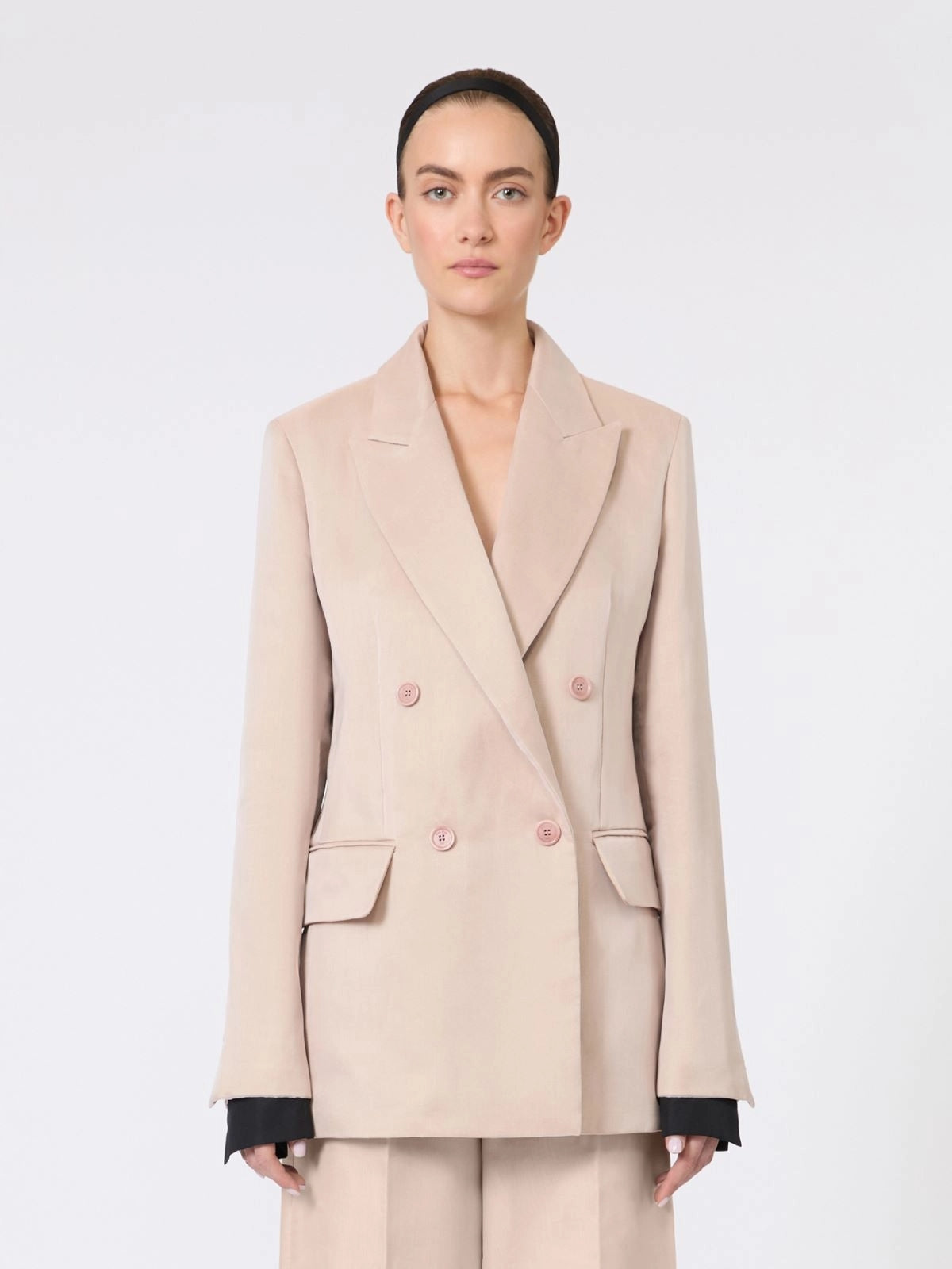 Blazer over in tela di lino e organza - Cammello<BR/> MXSFELTRO 003 MAX MARA SFILATA