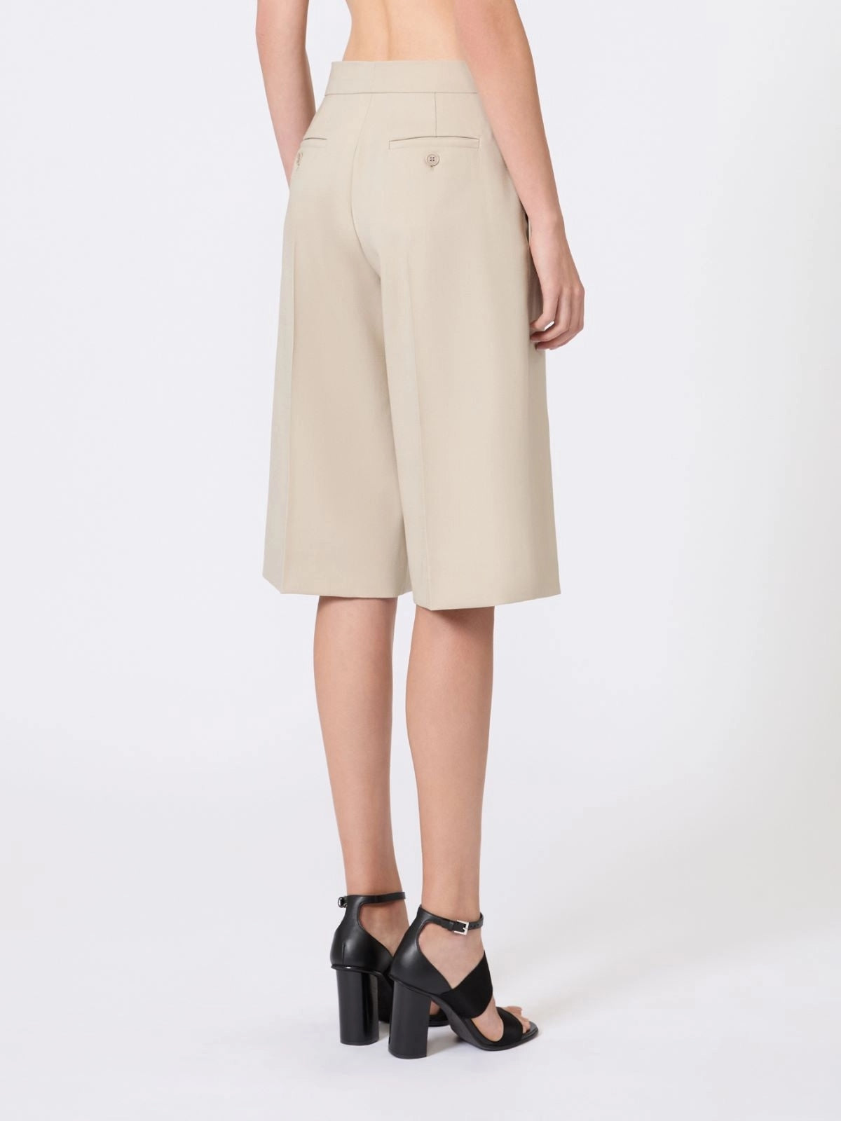 Bermuda in tela di lana, mohair e seta - Sabbia<BR/> MXSUMILE 006 MAX MARA SFILATA