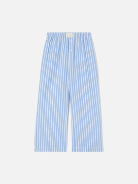 Pantaloni Doha in popeline a righe azzurre<BR/> DOH0001 01082L MC2 SAINT BARTH