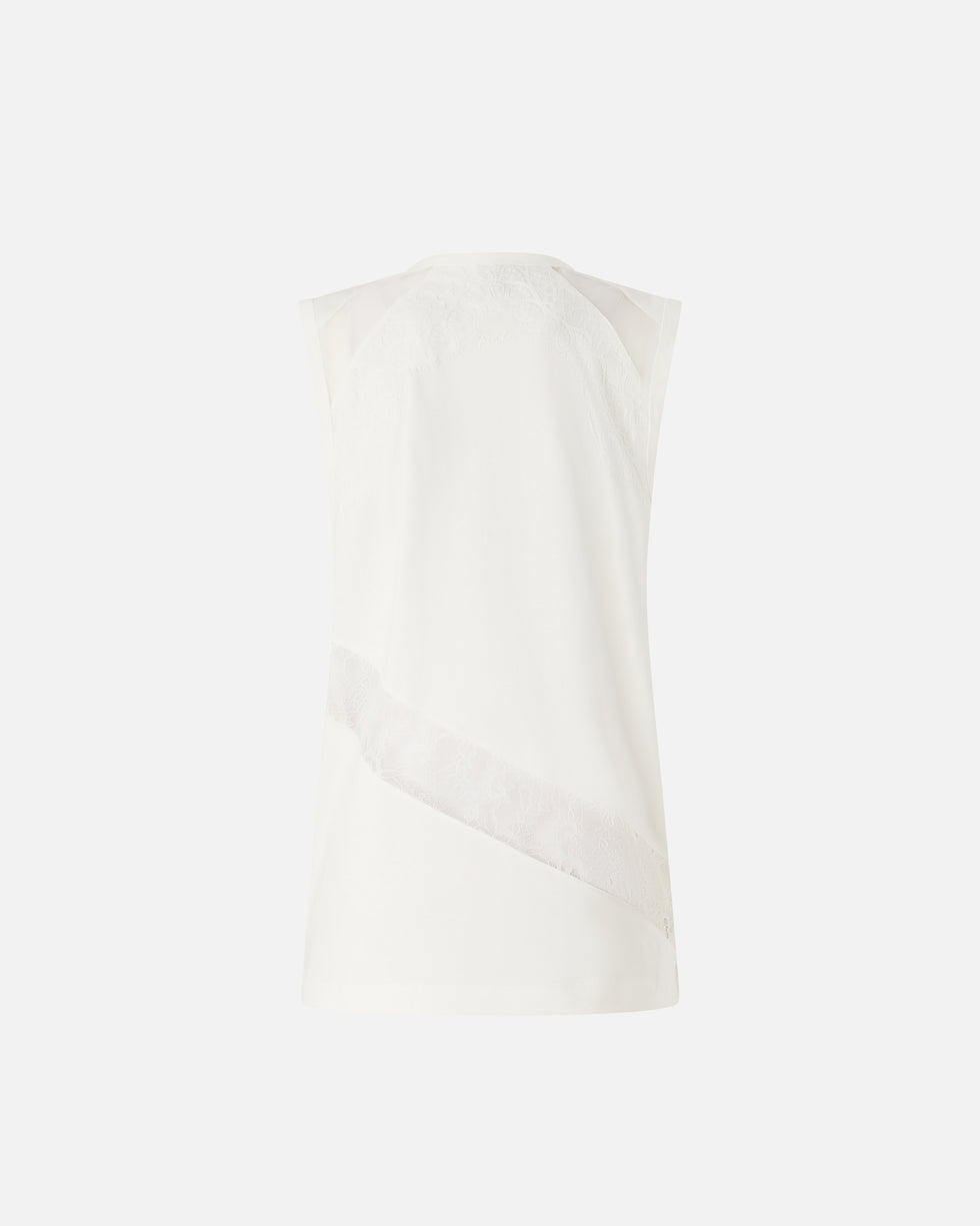 Top smanicato con dettagli in pizzo<BR/> 106291A335 Z05 PINKO
