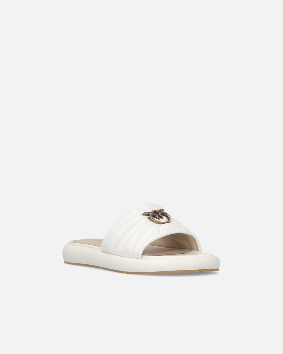 Ciabatte in nappa trapuntata con logo Love Birds SD0525P003 Z12 PINKO