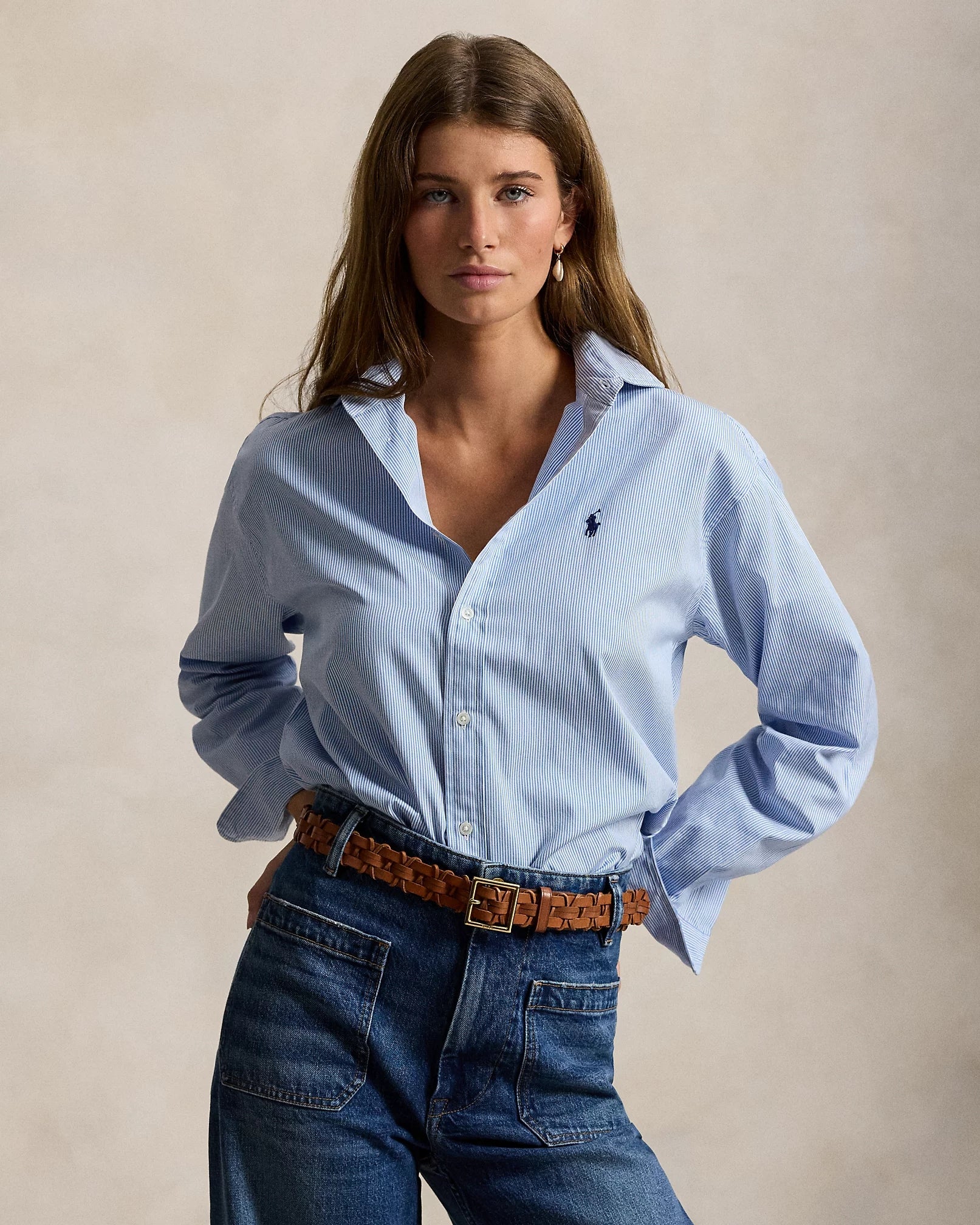Camicia in cotone a righe dalla vestibilità rilassata 211910743 508 RALPH LAUREN