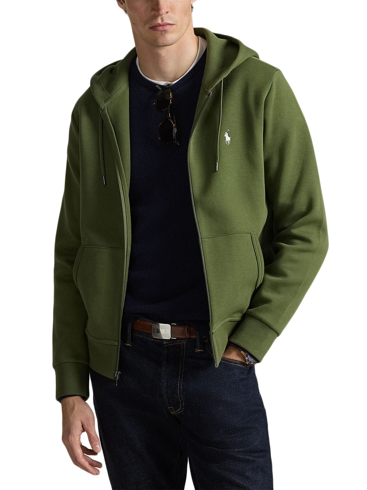 Felpa con cappuccio e cerniera in misto cotone 710881517 503 RALPH LAUREN