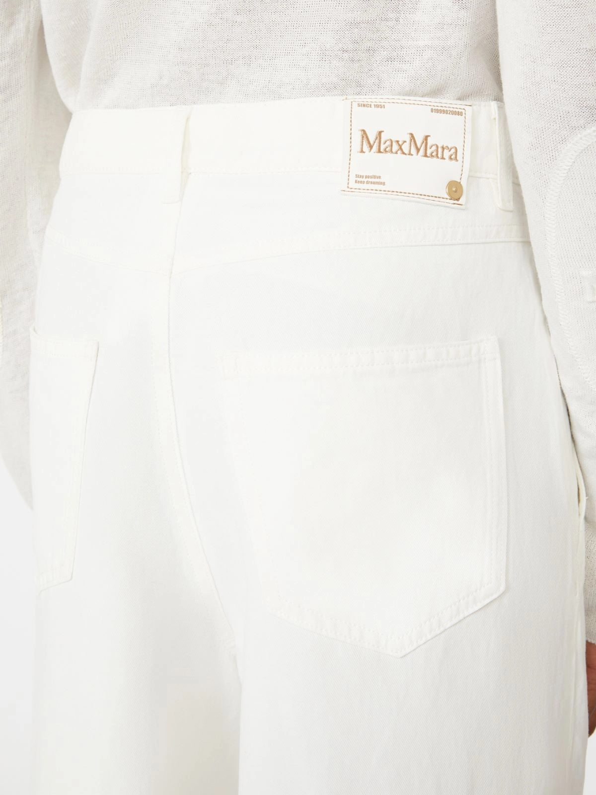 Pantalone ampio in cotone e lino - Bianco<BR/> SMMALOA 001 S MAX MARA 2