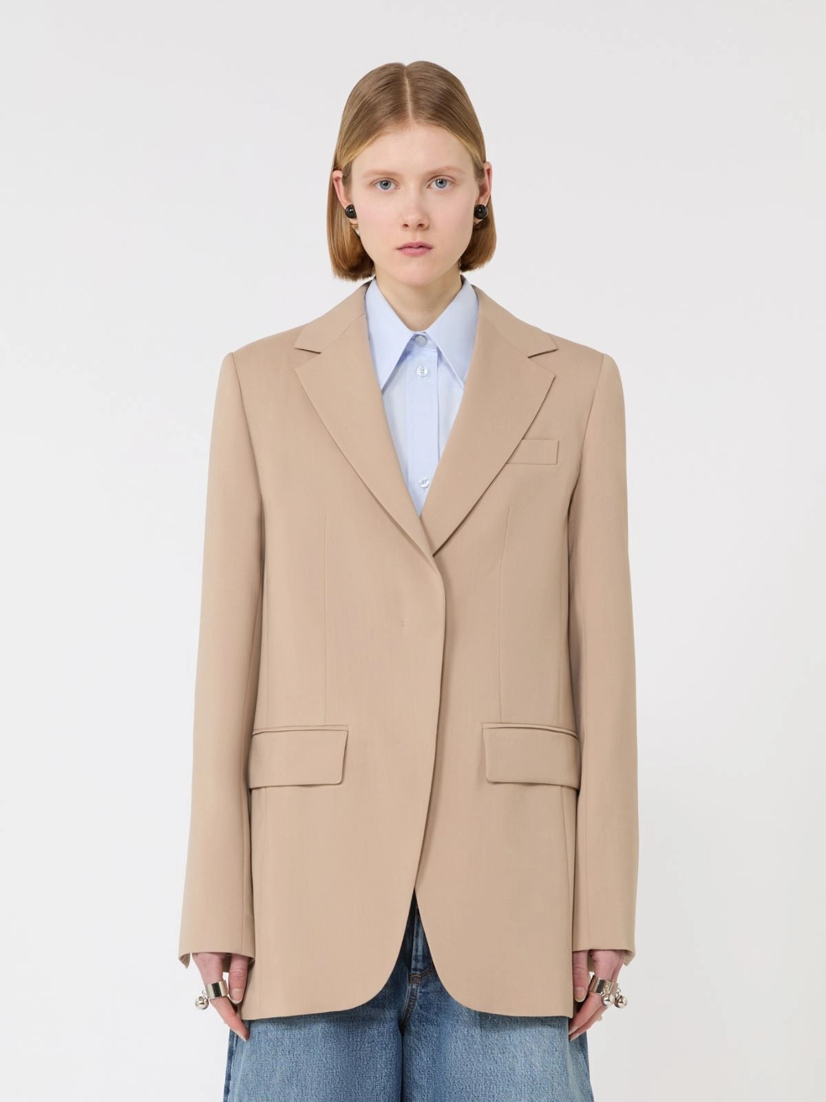 Blazer sartoriale in lana con retro in plissé - Beige<BR/> SPXMELA 001 SPORTMAX