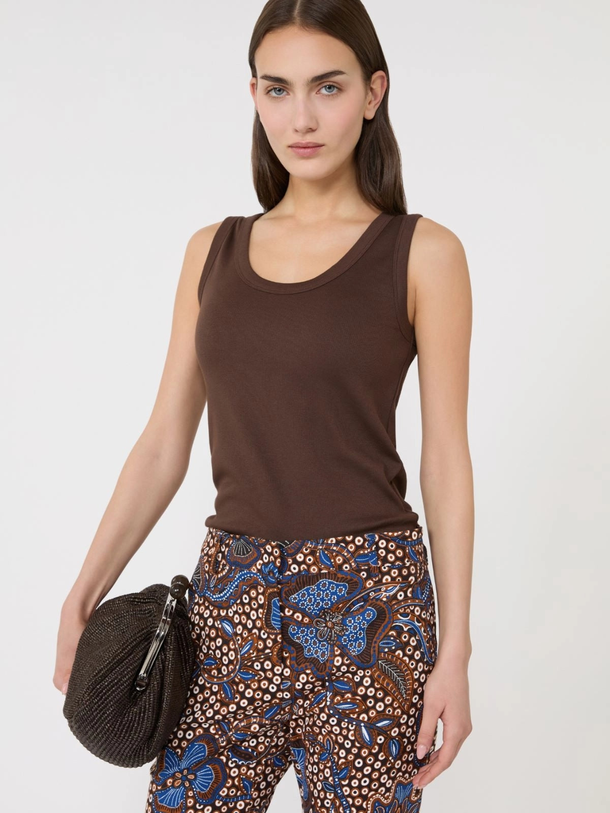 Top in cotone stretch - CIOCCOLATO<BR/> WKDMULTIC 003 WEEKEND