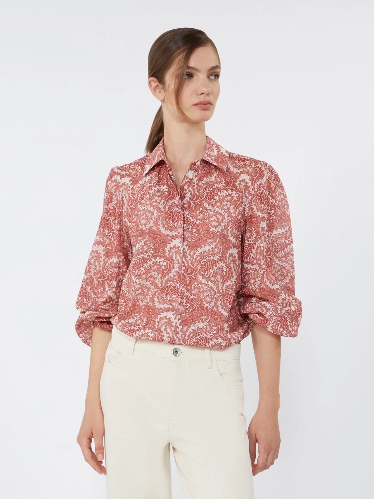 Camicia in voile di cotone stampato - CILIEGIA<BR/> WKDPERIODI 002 WEEKEND