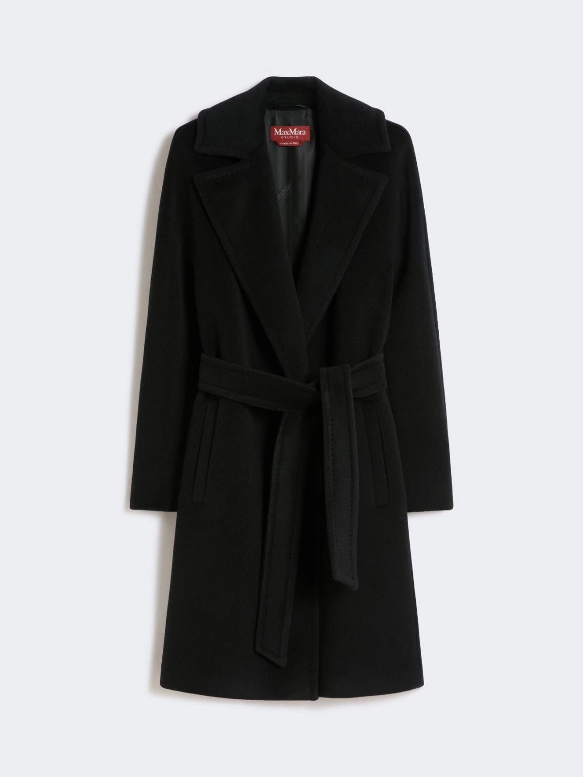 Cappotto a vestaglia in beaver di lana - Nero<BR/> SCIRE 005 MAX MARA STUDIO