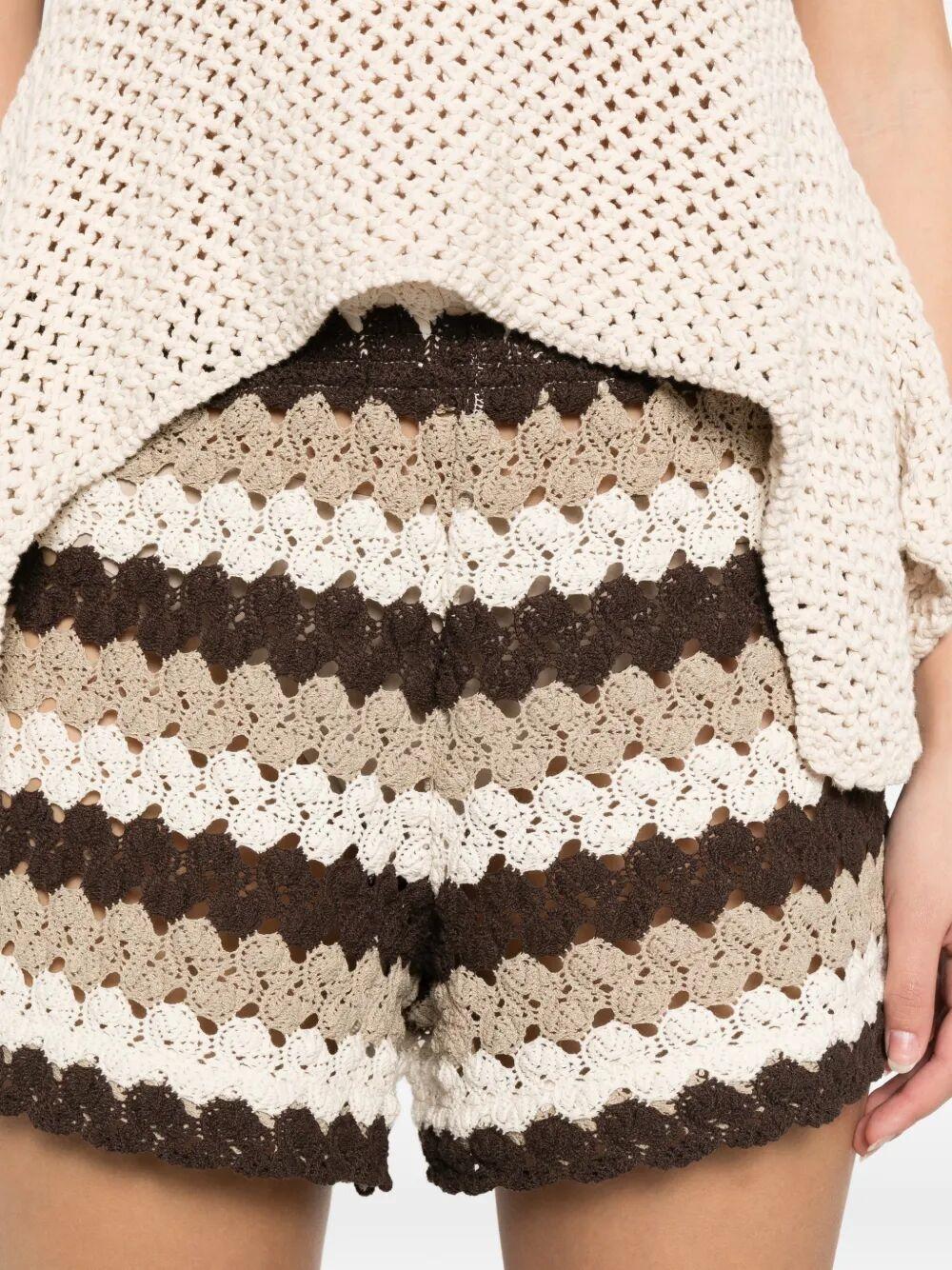 Shorts Meave in crochet a righe marroni<BR/> MEA002 08955L MC2 SAINT BARTH