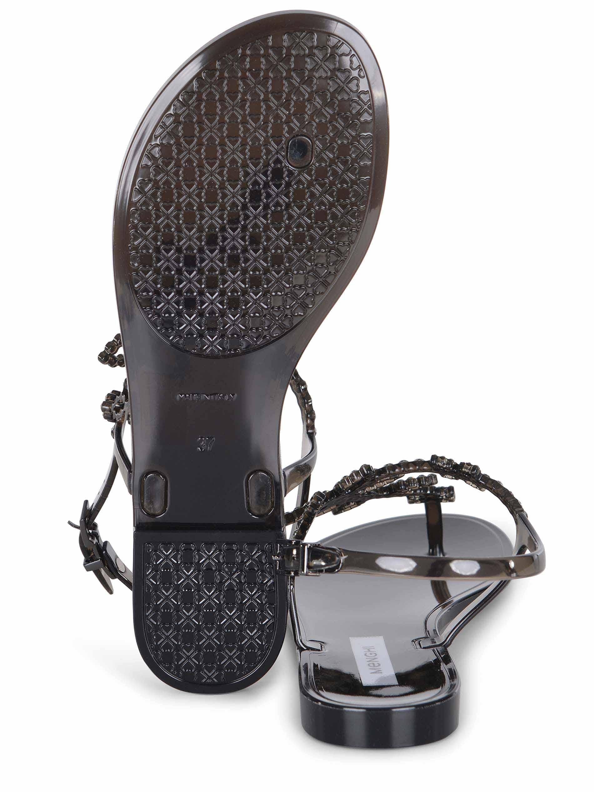 Sandalo donna in gomma con strass 110/SW BLACKGEL MENGHI