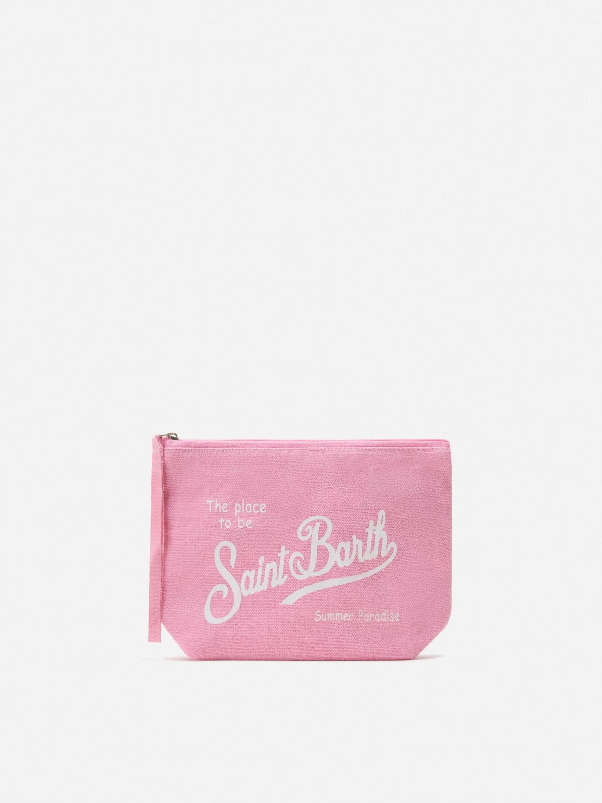 Pochette Aline in lino rosa tinta unita<BR/> ALI0004 00142L MC2 SAINT BARTH