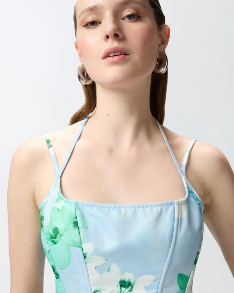 Top bustier senza maniche a fiori