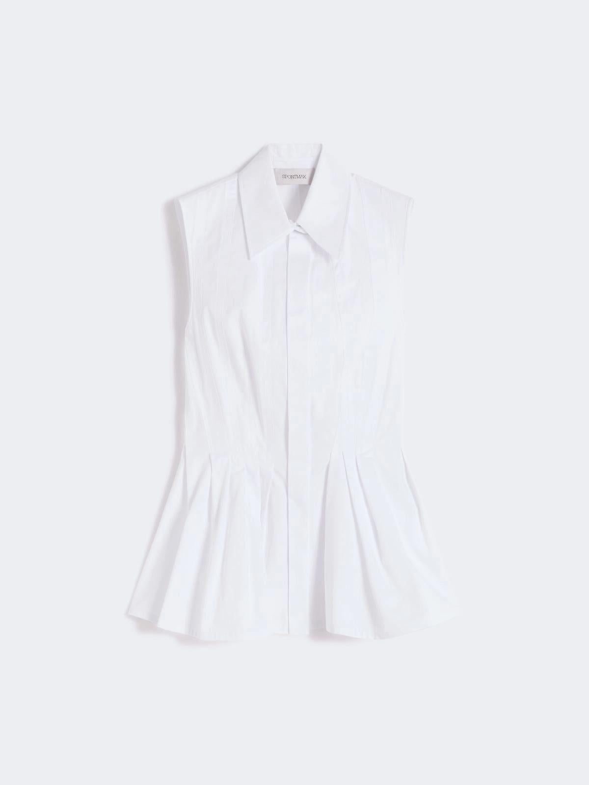 Camicia smanicata in tela pesante di cotone - Bianco ottico<BR/> SPXCERTOSA 001 SPORTMAX