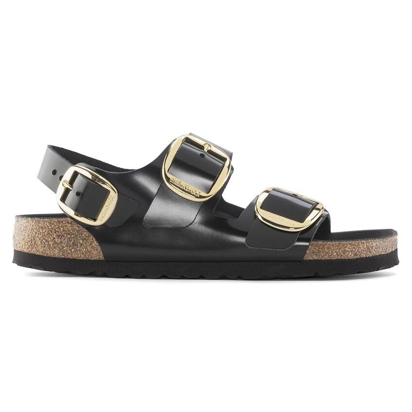 Sandalo in pelle naturale laccata Milano 1024211MILANO BLACK BIRKENSTOCK