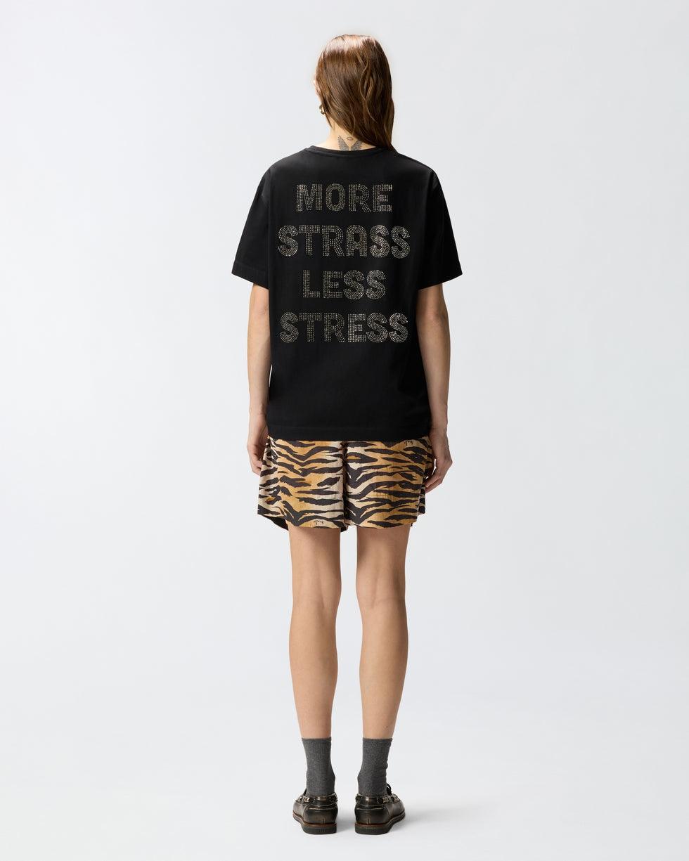 T-shirt More Strass Less Stress<BR/> 105526A33S Z99 PINKO
